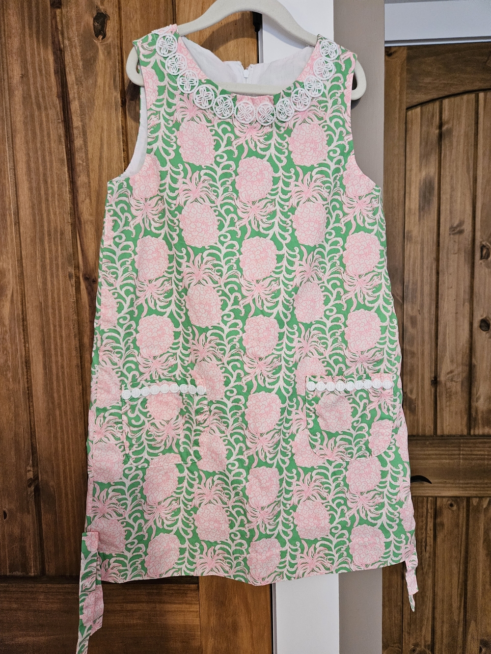 Lilly Pulitzer Pink Pineapple Print Green Shift Dress